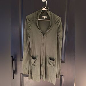 Indigenous Long Zip Up Fitted Jacket 100% Organic Cotton Fitted High Collar M